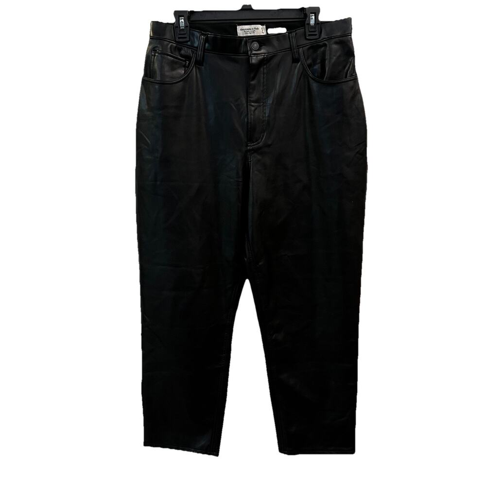 Abercrombie & Fitch Ankle Straight Ultra High Rise Vegan Leather Pant Size 14/32